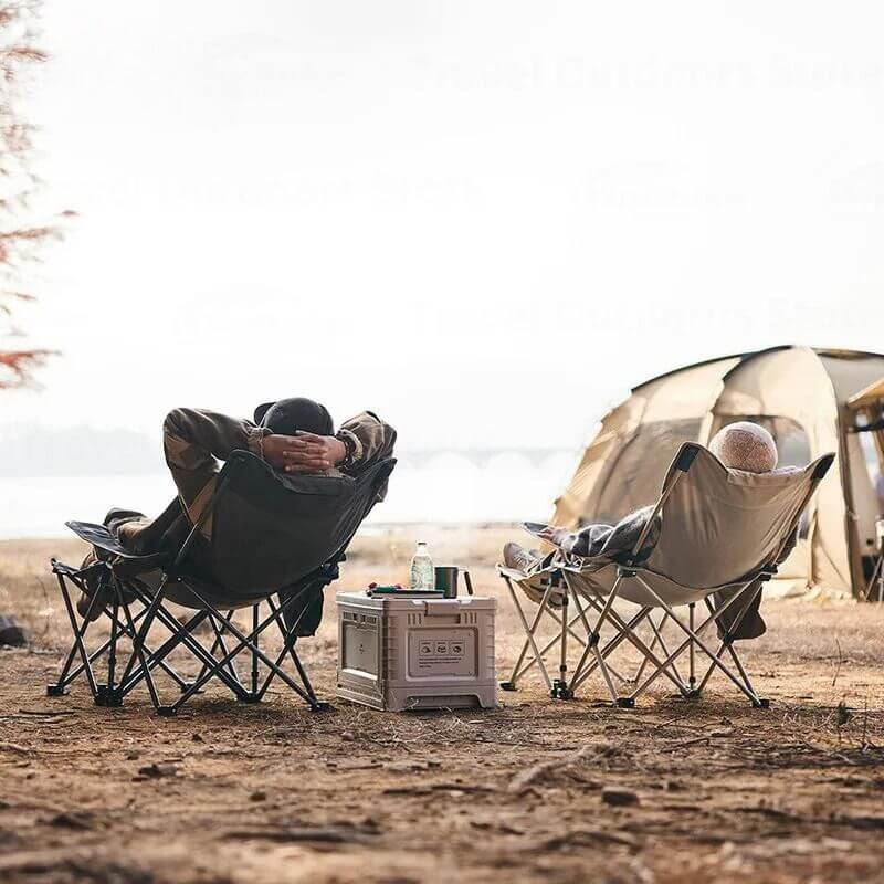 Camping armchair with integrated table