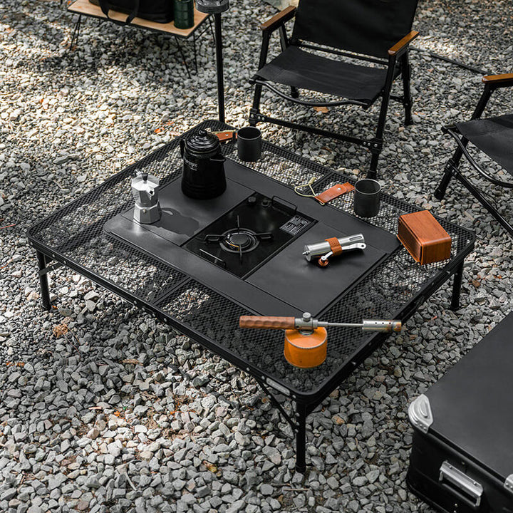 Multifunctional Steel Stove Table Robust Kitchen Camping