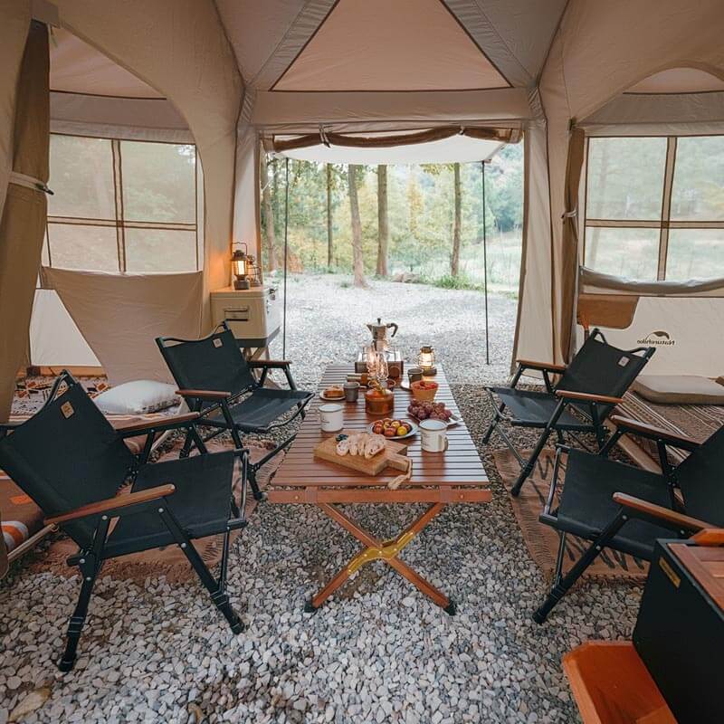 Tente Village 17 avec poteaux - Spacieuse & Robuste - Camping