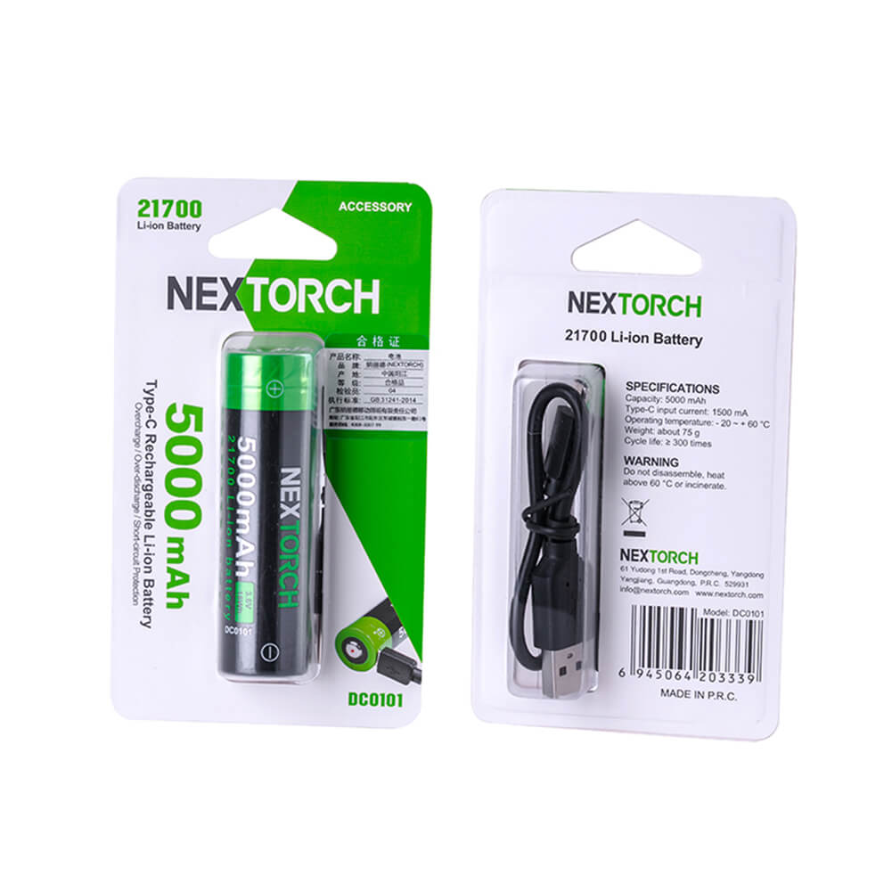 DC0101 5000mAh rechargeable Li-ion battery - Powerful & Lamp