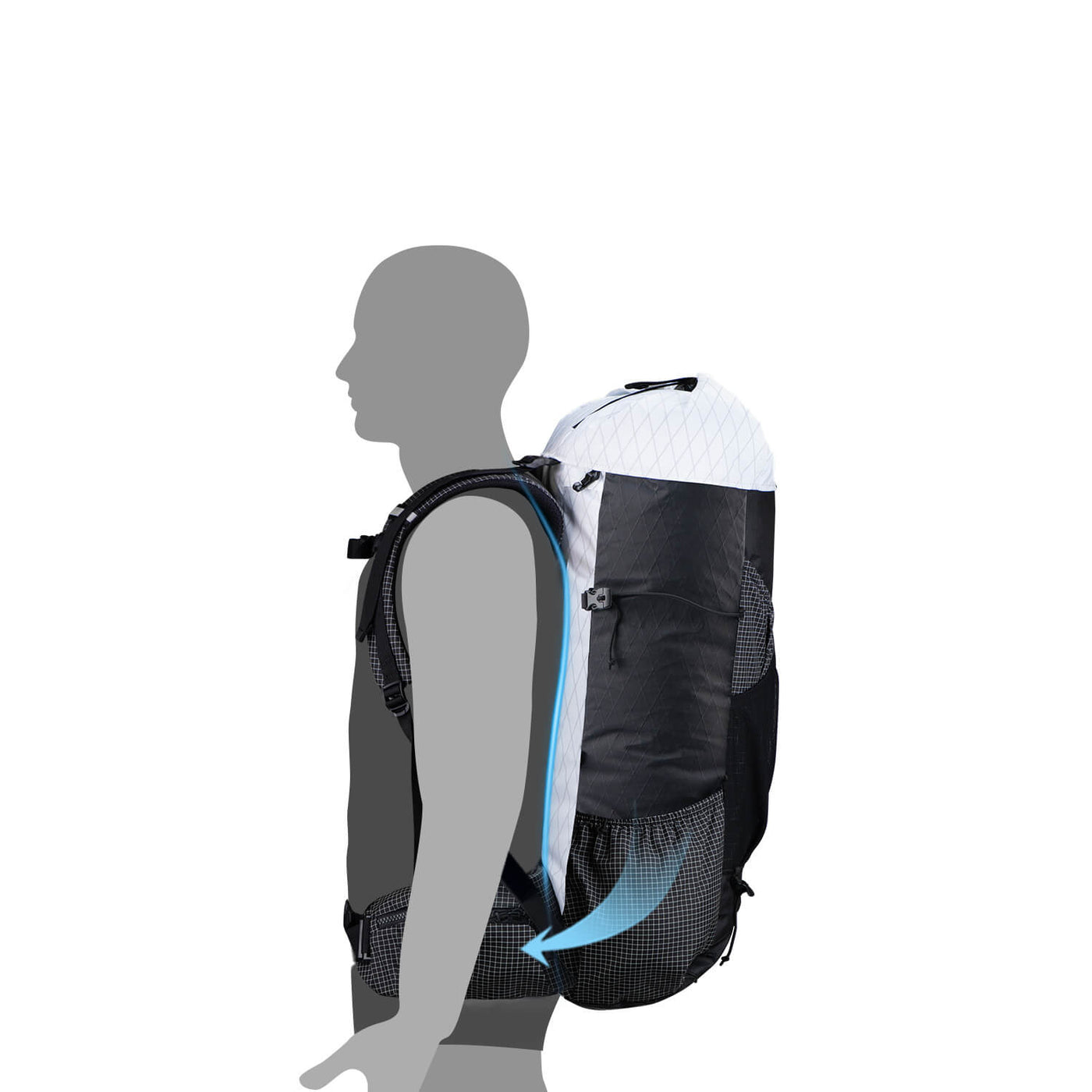 Waterproof hiking bag with support 30L + 5L