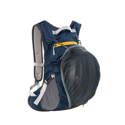 Backpack with storage for bicycle helmet