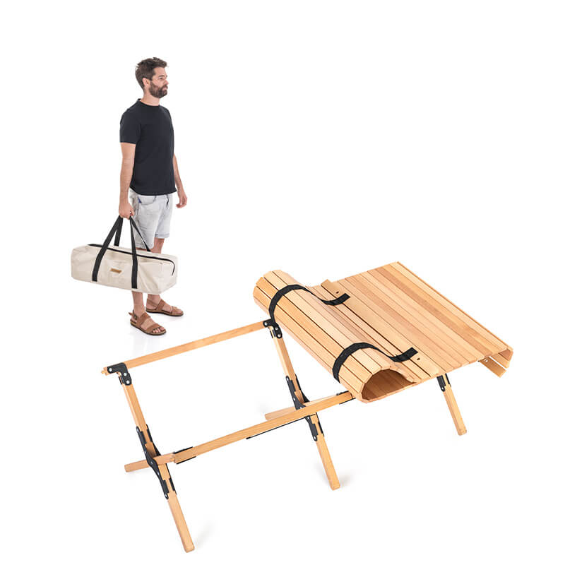Table rétractable d'extérieur en bois